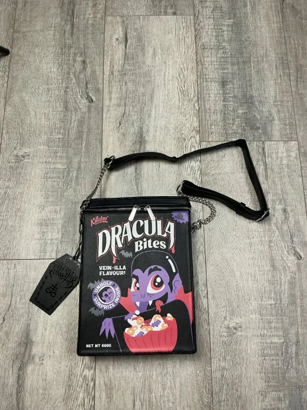 Killstar Dracula Bites Cereal Box Convertible Backpack Crossbody Bag NWT